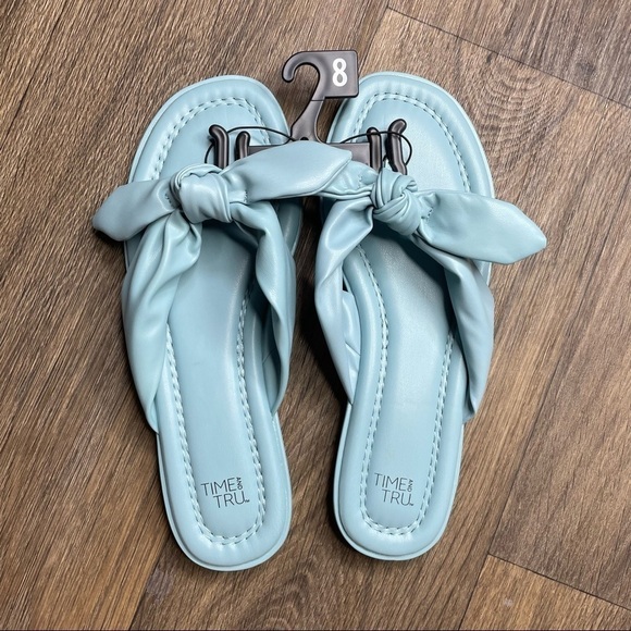 Blue Summer Tie Vegan Sandals - Picture 4 of 6